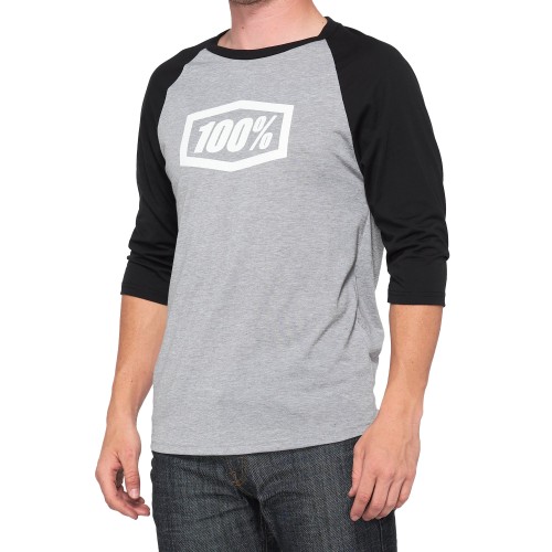 100% - SHIRT - ESSENTIAL 3/4 SLEEVE TEE GREY/BLACK