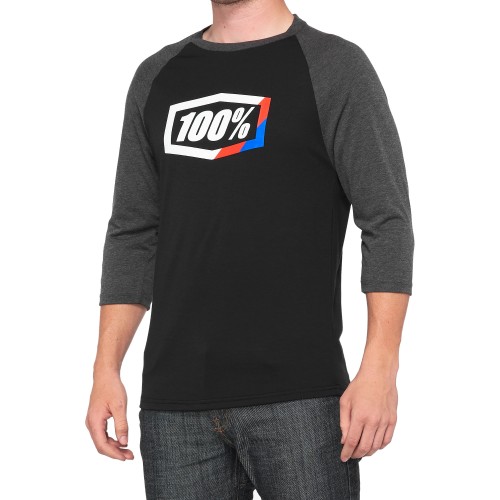 100% - SHIRT - STRIPES 3/4 SLEEVE TECH TEE BLACK